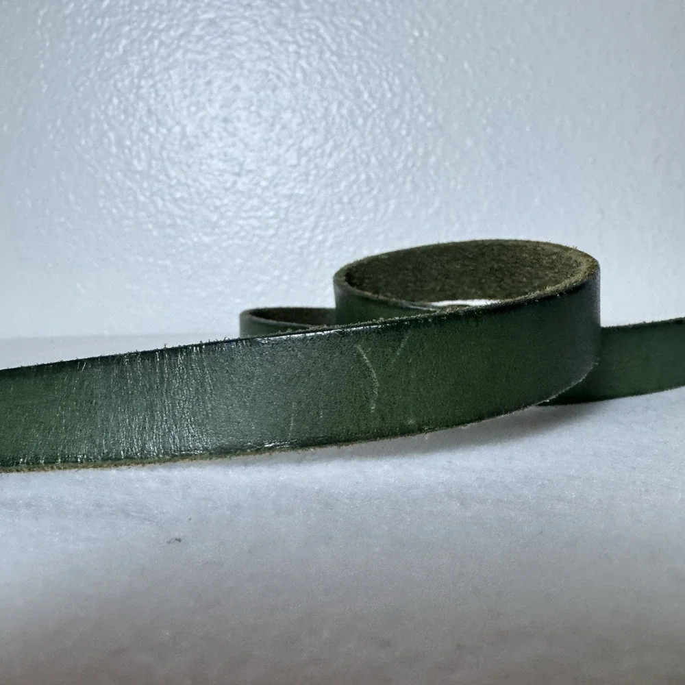 Y2K Gap Green Leather Belt Womens Small Gold Tone Buckle Utility Grunge Punk
